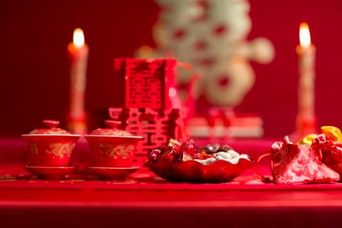 Traditional Chinese wedding elements Stock Photos