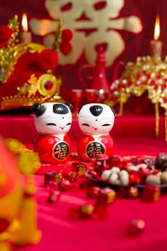 Traditional Chinese wedding elements Stock Photos