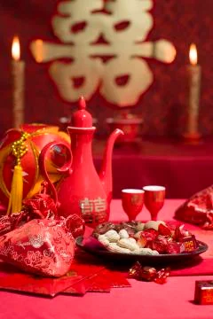 Traditional Chinese wedding elements Stockfoto's