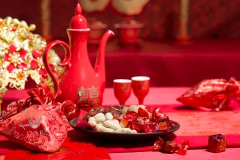 Traditional Chinese wedding elements Foto stock