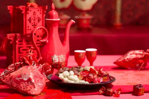 Traditional Chinese wedding elements Foto stock