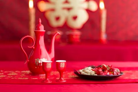 Traditional Chinese wedding elements Stock Photos