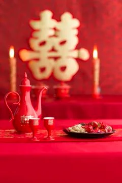 Traditional Chinese wedding elements 스톡 사진
