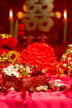 Traditional Chinese wedding elements Stock Photos
