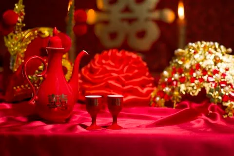 Traditional Chinese wedding elements Stockfoto's