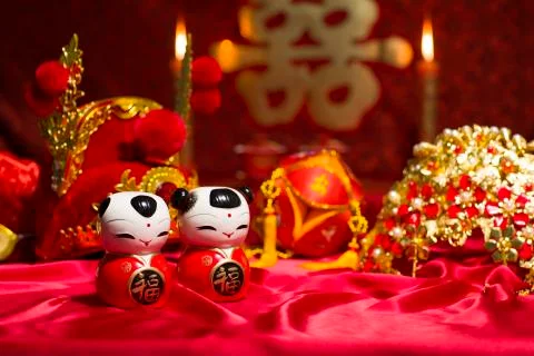 Traditional Chinese wedding elements Foto stock