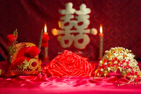 Traditional Chinese wedding elements Stock Photos