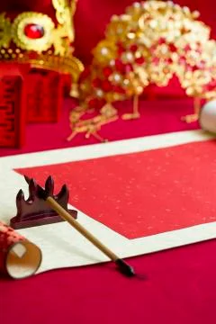 Traditional Chinese wedding elements Stockfoto's