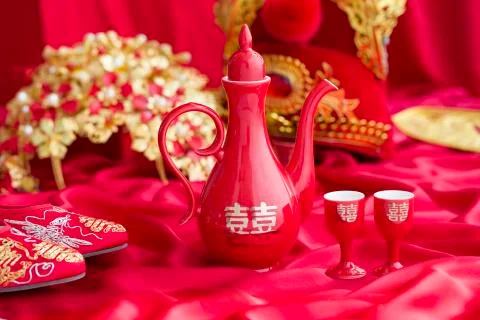 Traditional Chinese wedding elements Stockfoto's