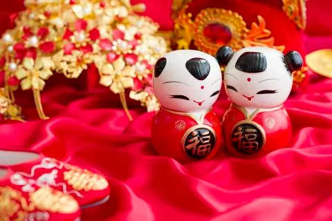 Traditional Chinese wedding elements Fotos Stock