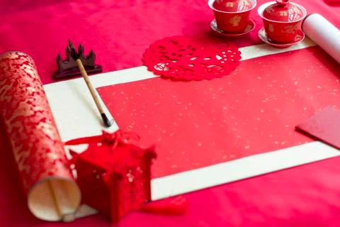 Traditional Chinese wedding elements Stockfoto's