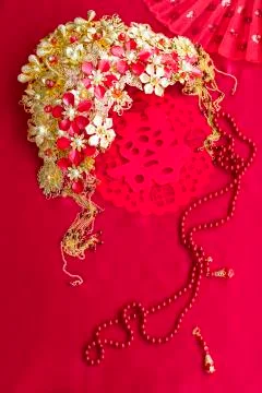 Traditional Chinese wedding elements Stockfoto's