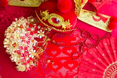 Traditional Chinese wedding elements Stock Photos