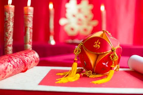 Traditional Chinese wedding elements Stockfoto's