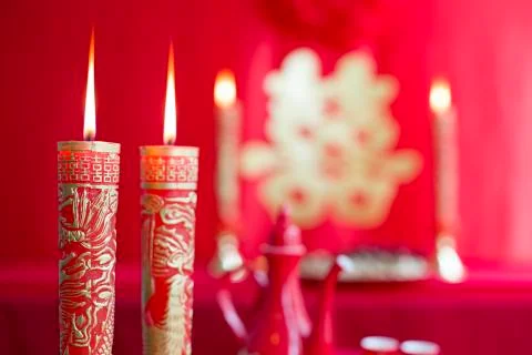 Traditional Chinese wedding elements Fotos Stock