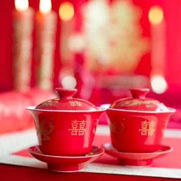 Traditional Chinese wedding elements 스톡 사진