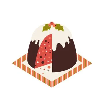 Traditional Christmas Plum Pudding vector icon Stock Illustration