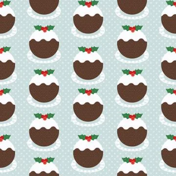 Traditional Christmas Pudding seamless pattern Stock Illustration