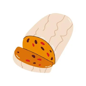 Traditional christmas stollen fruit bread vector illustration 스톡 일러스트
