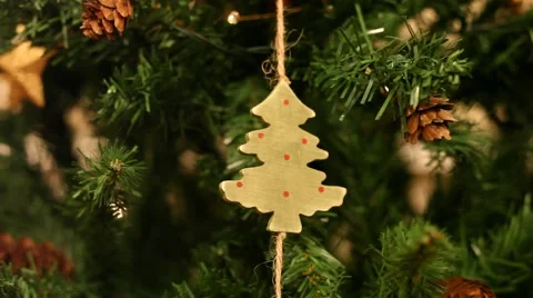 Traditional Christmas tree background, decorations, sparkling lights, holiday Stock Footage 41381166