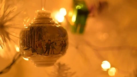 Traditional Christmas tree decoration hanging in a Christmas tree Stock Footage