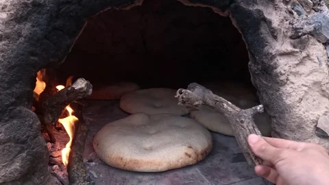 Traditional Clay Oven Bread Baking | Homemade Rustic Bread in a Wood Fired Stock-Footage 348334294