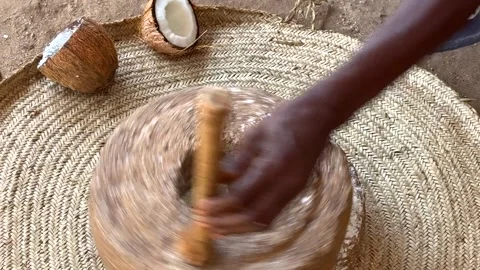 Traditional Coconut Oil Extraction method in Funzi Island, Kenya Stock Footage 311649481