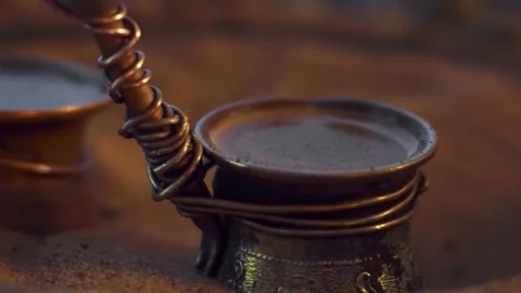 Traditional coffee on the sand. close-up Stock Footage 82789248