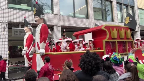 Traditional Cologne carnival parade float Stock Footage 297465199
