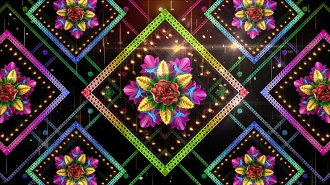 Traditional Colorful Ornaments In Frames 1 Stock Footage 344832253