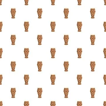 Traditional conga drum seamless pattern on white background Stock Illustration