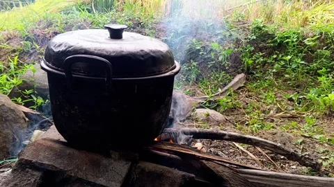 Traditional cooking methods. Stock Footage 321936623