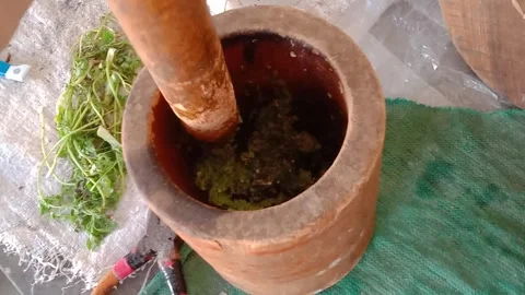 Traditional Cooking Paste Being Mixed with Fresh Ingredients Stockbeeldmateriaal 346878237