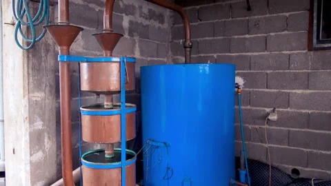 Traditional cooper pot for brandy distillery. Video stock 226237604