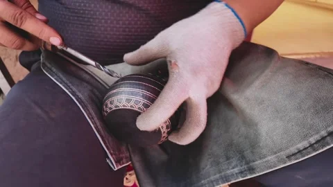 Traditional Copperware Shop and Hand Engraving in Kashgar Old Town Stock Footage 343486946