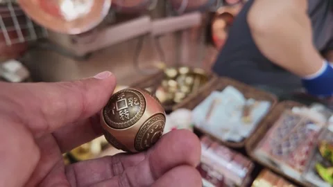 Traditional Copperware Shop and Hand Engraving in Kashgar Old Town Stock Footage 343487409