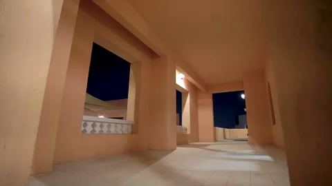 Traditional Corridor at Night in Doha Stock Footage 337044356