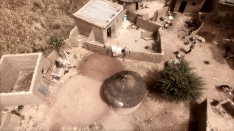 Traditional courtyard with huts Stock Footage 80772711
