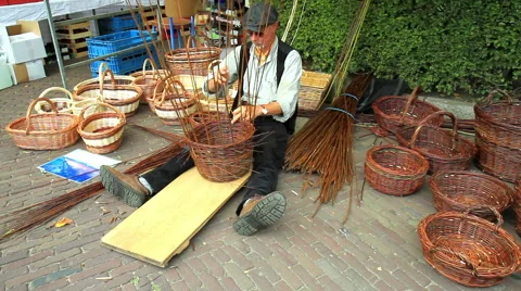 Traditional craft of weaving baskets. Stock Footage 60149967