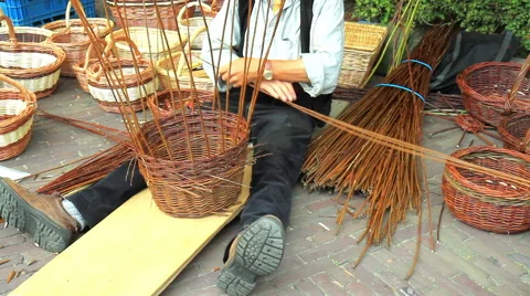 Traditional craft of weaving baskets. Stock Footage 60153734