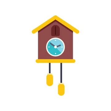 Traditional cuckoo clock telling time with swinging pendulum Stock Illustration