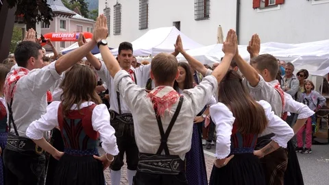 Traditional dance in the alps Stock Footage 122096826