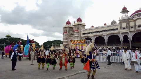 A Traditional Dance performance for Dasara Finale in Mysuru, India. Stock Footage 163321483