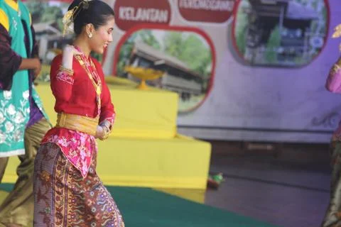 Traditional dance performance in Malacca city by local dancers men and women Stock Photos