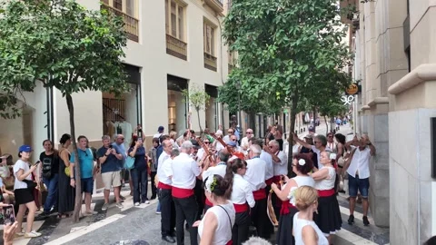 Traditional Dance Performance on a Street in Malaga Spain Stock Footage 344802671