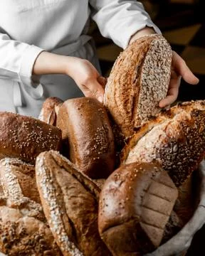 Traditional dark bread on the table Stock Photos