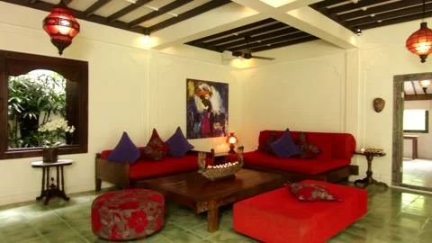 Traditional Design and Super Clean Villa Living Room Stock Footage 133986341