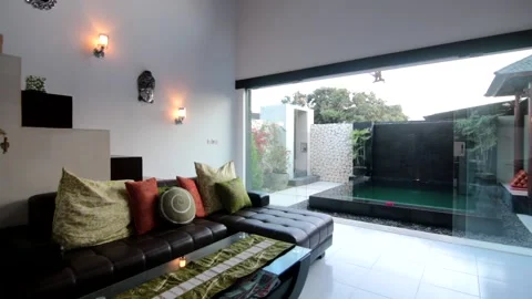 Traditional Design and Super Clean Villa Living Room Stock Footage 133986366