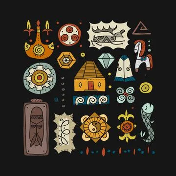 Traditional design elements of middle Asia for decoration of yurts. Nomadic Stock Illustration