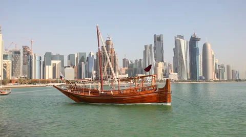 Traditional dhow in Doha. Qatar Stock Footage 33826881